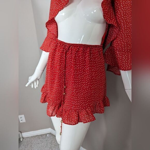 Sabo Shorts One piece Romper Playsuit Red Dotted XS - Picture 4 of 10